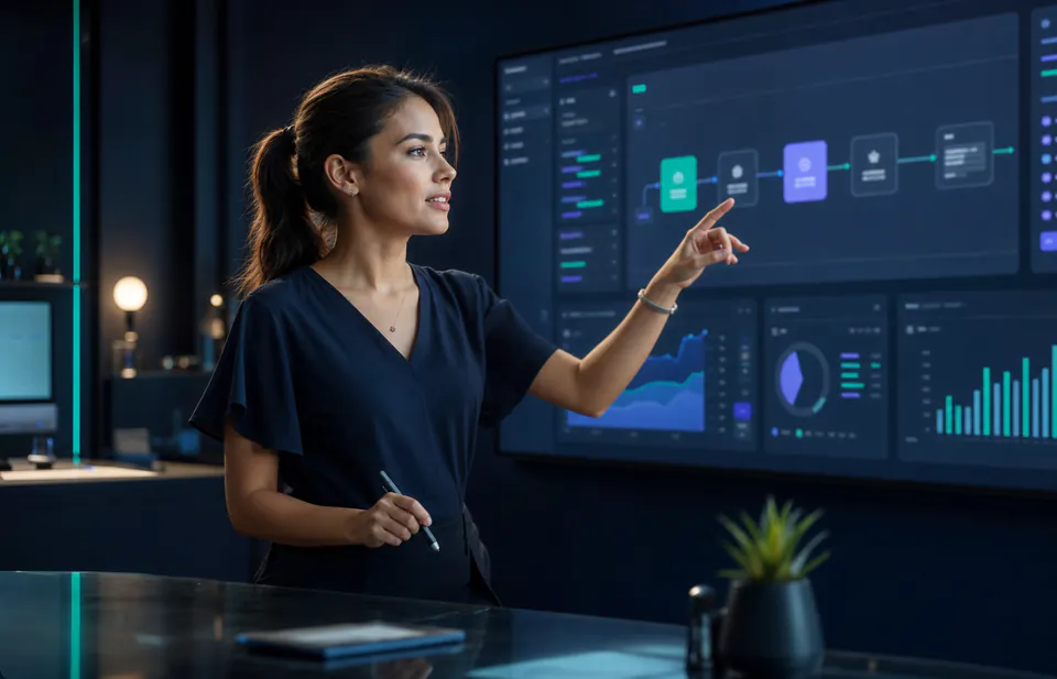 Product strategy review with analytics dashboard